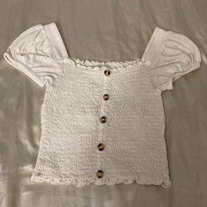 White top w buttons